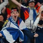 Scotland football fans celebrating
