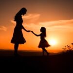 Mother and daughter silhouette