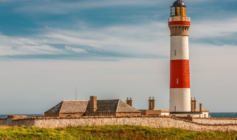 Lighthouse Boddam Scotland blue sky