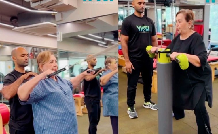 85-year-old actress doing Pilates