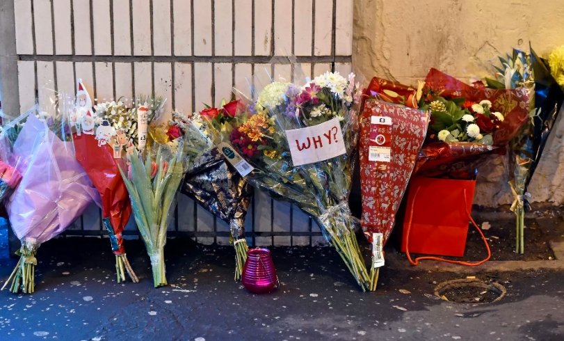 Glasgow crime scene flowers tribute