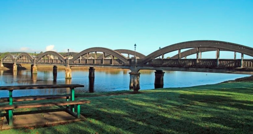 Kirkcudbright Bridge closed barriers Scotland
