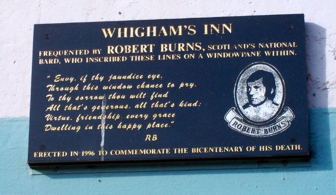 whighams inn sanquhar robert burns plaque
