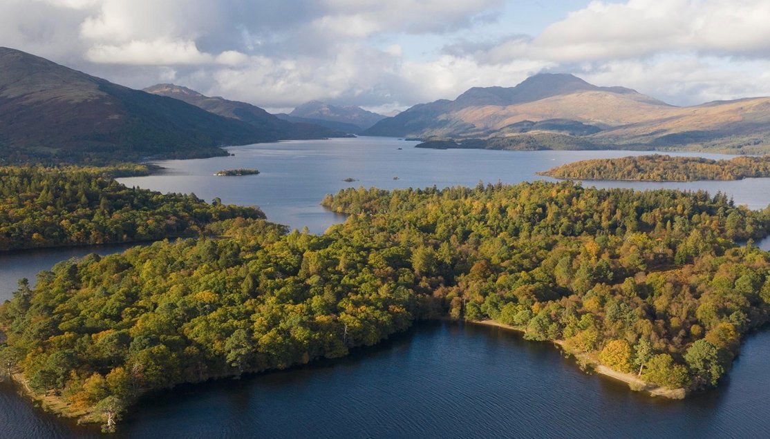 Insh Island aerial view Scotland private islands