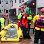 flooded street in Scotland