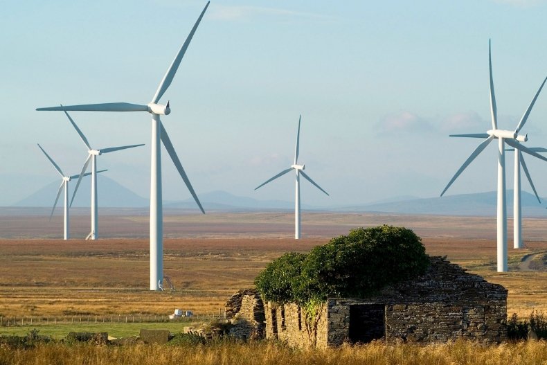 Scottish landscape with wind turbines