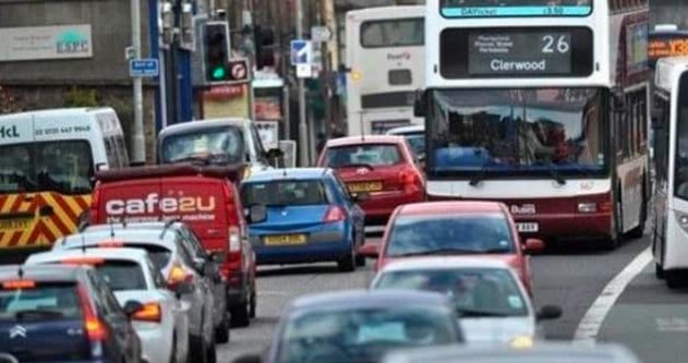Scotland bus traffic jam