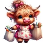 cute cartoon highland cow bag