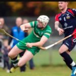 shinty hurling match action
