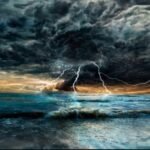 storm clouds over ocean