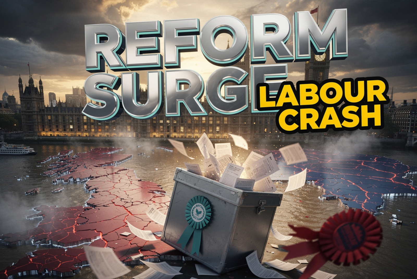 Reform UK 2026 council win and Labour collapse map