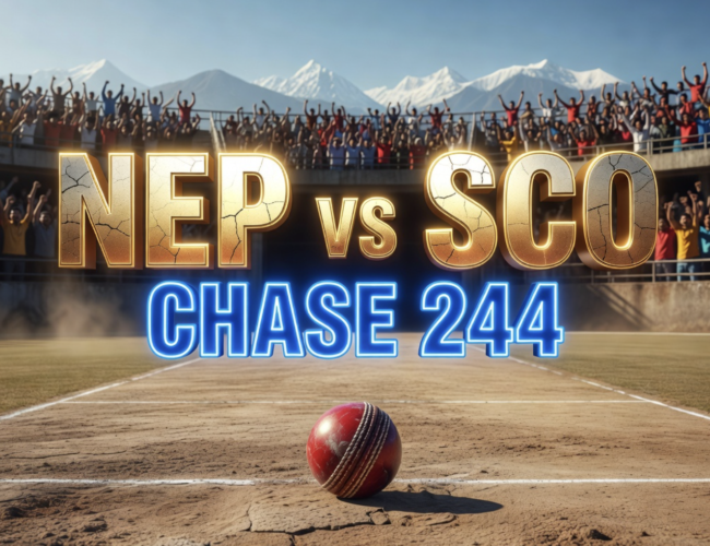 Scotland Post 243/8, Nepal Face Chase of 244 at Kirtipur