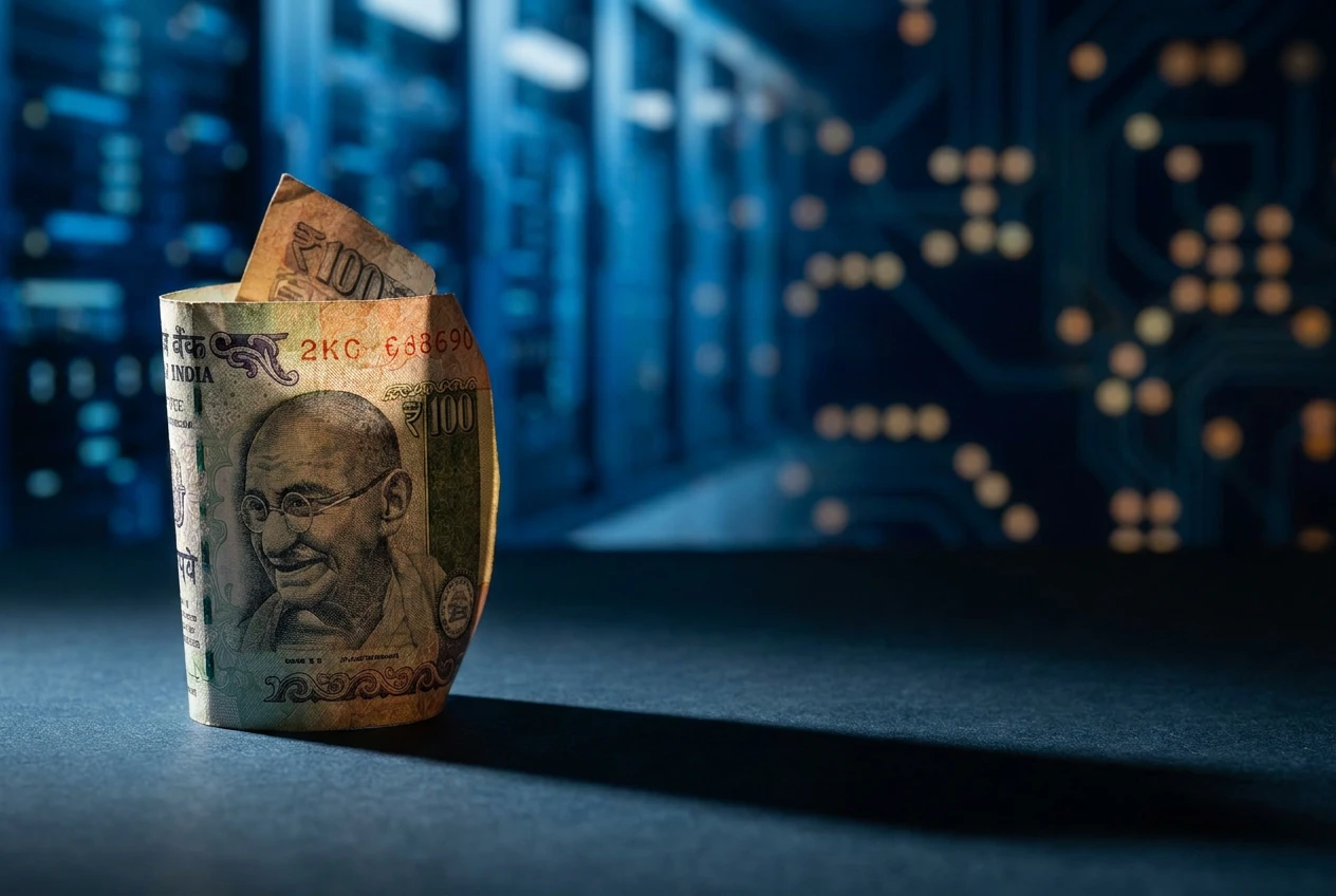 Indian rupee record low against the dollar amid global AI capital flight explained.