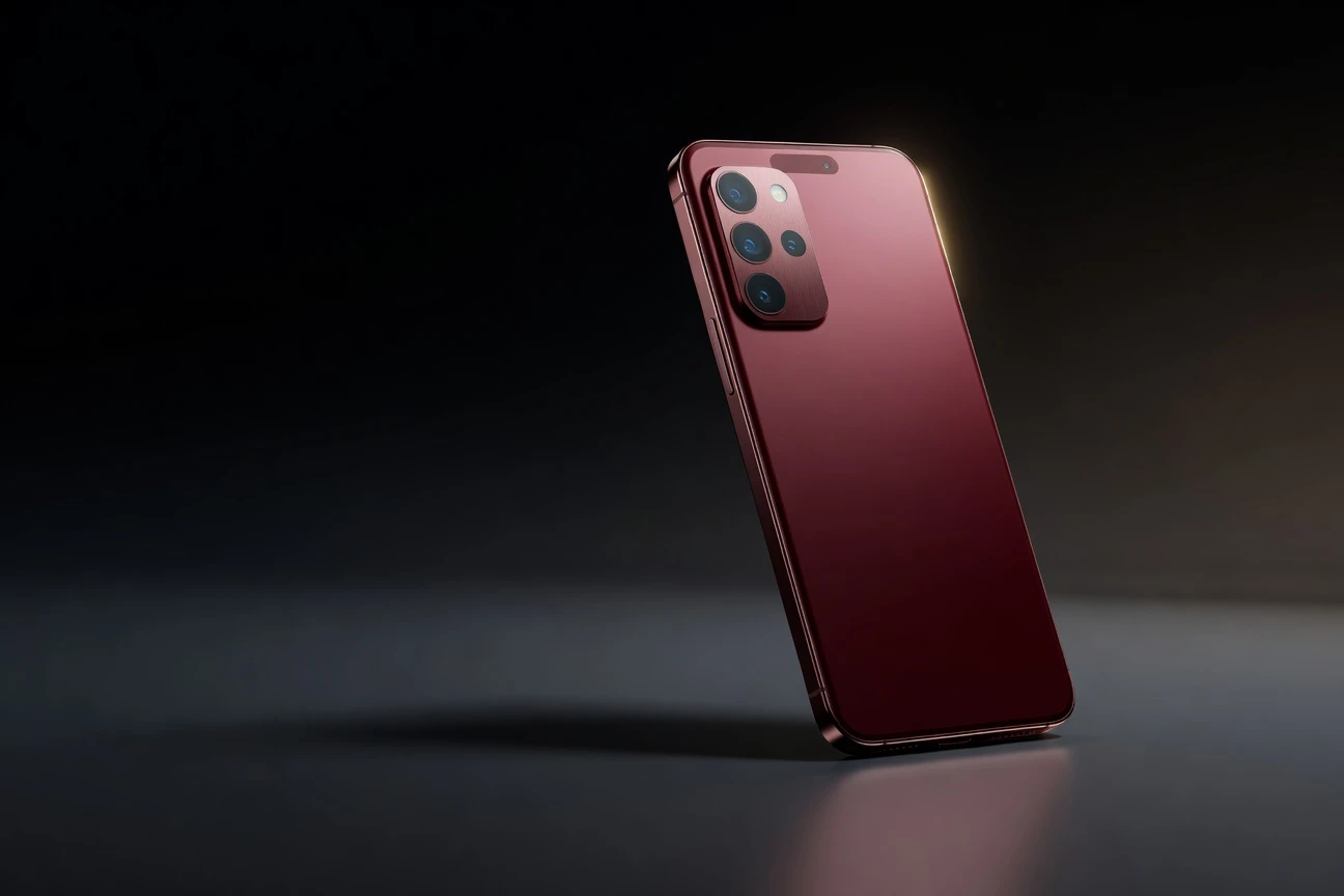 iPhone 18 Pro Max preview with A20 Pro chip and Dark Cherry color leak.