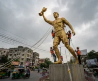 Messi statue Kolkata removal over safety concerns ahead of monsoon.