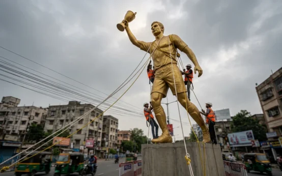 Messi statue Kolkata removal over safety concerns ahead of monsoon.