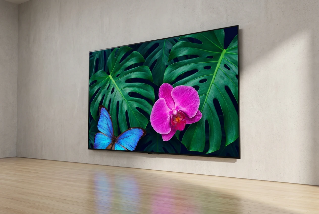Samsung Micro RGB TV 130-inch R95H wall-mounted with full BT.2020 colour gamut.
