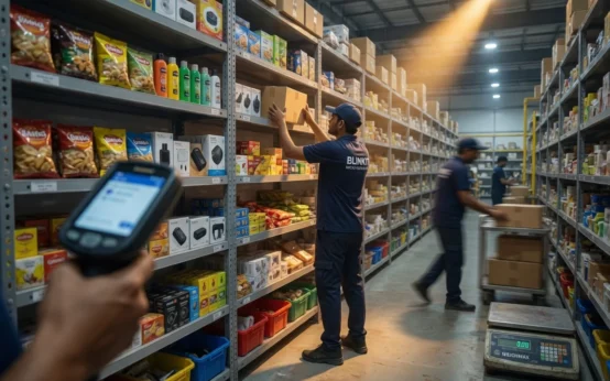 Flipkart delivery worker sorting packages at a quick-commerce hub