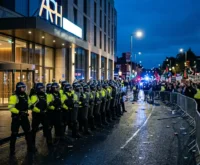 Greenock asylum hotel protest police line