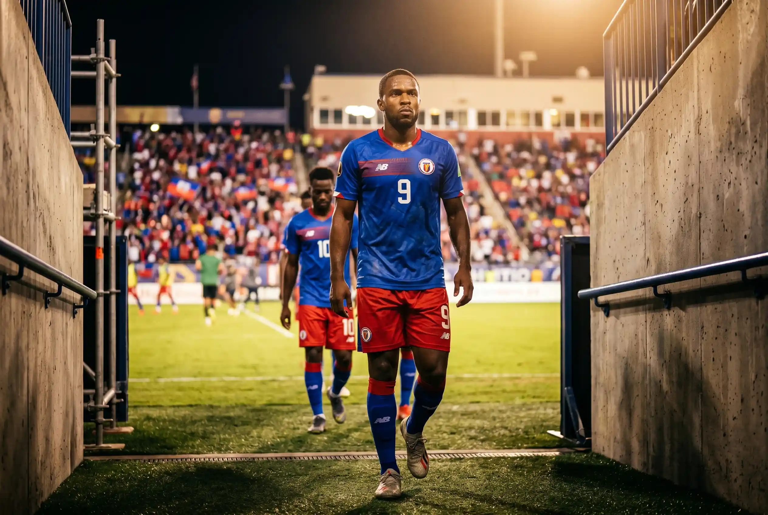 Haiti's record scorer Duckens Nazon at a World Cup match