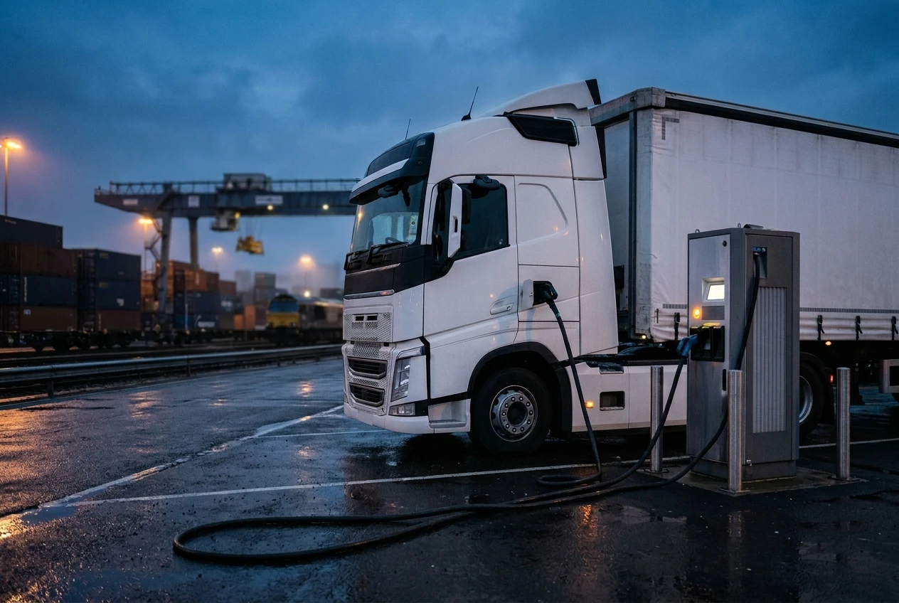 Scotland first megawatt charging hub powers electric HGV trucks in Coatbridge.