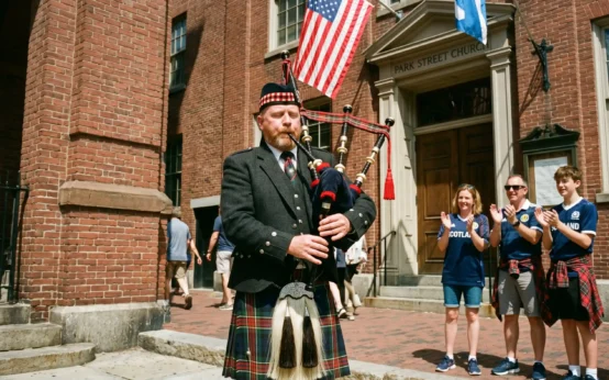 Tartan Army Scotland fans arriving in Boston 2026 World Cup