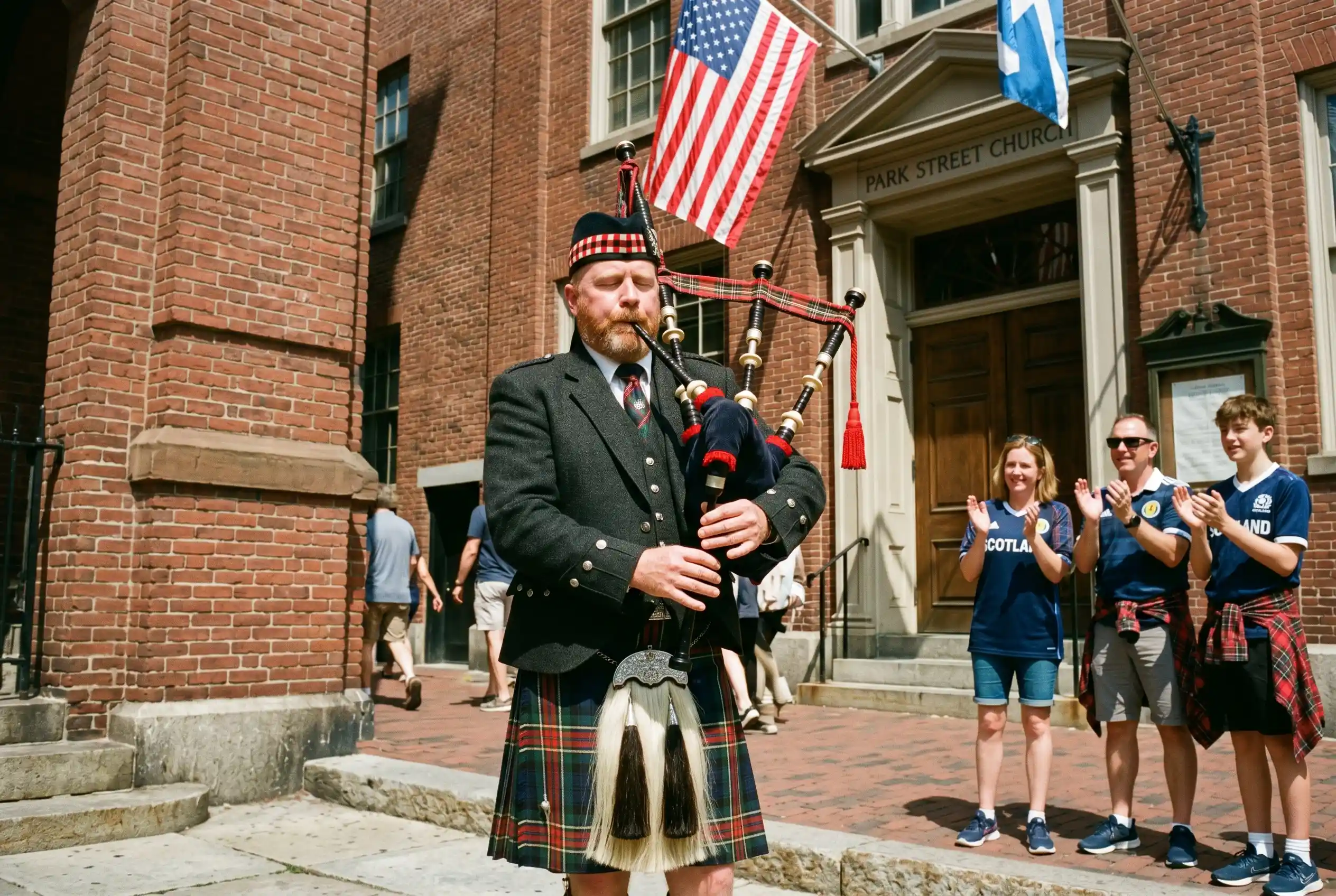 Tartan Army Scotland fans arriving in Boston 2026 World Cup