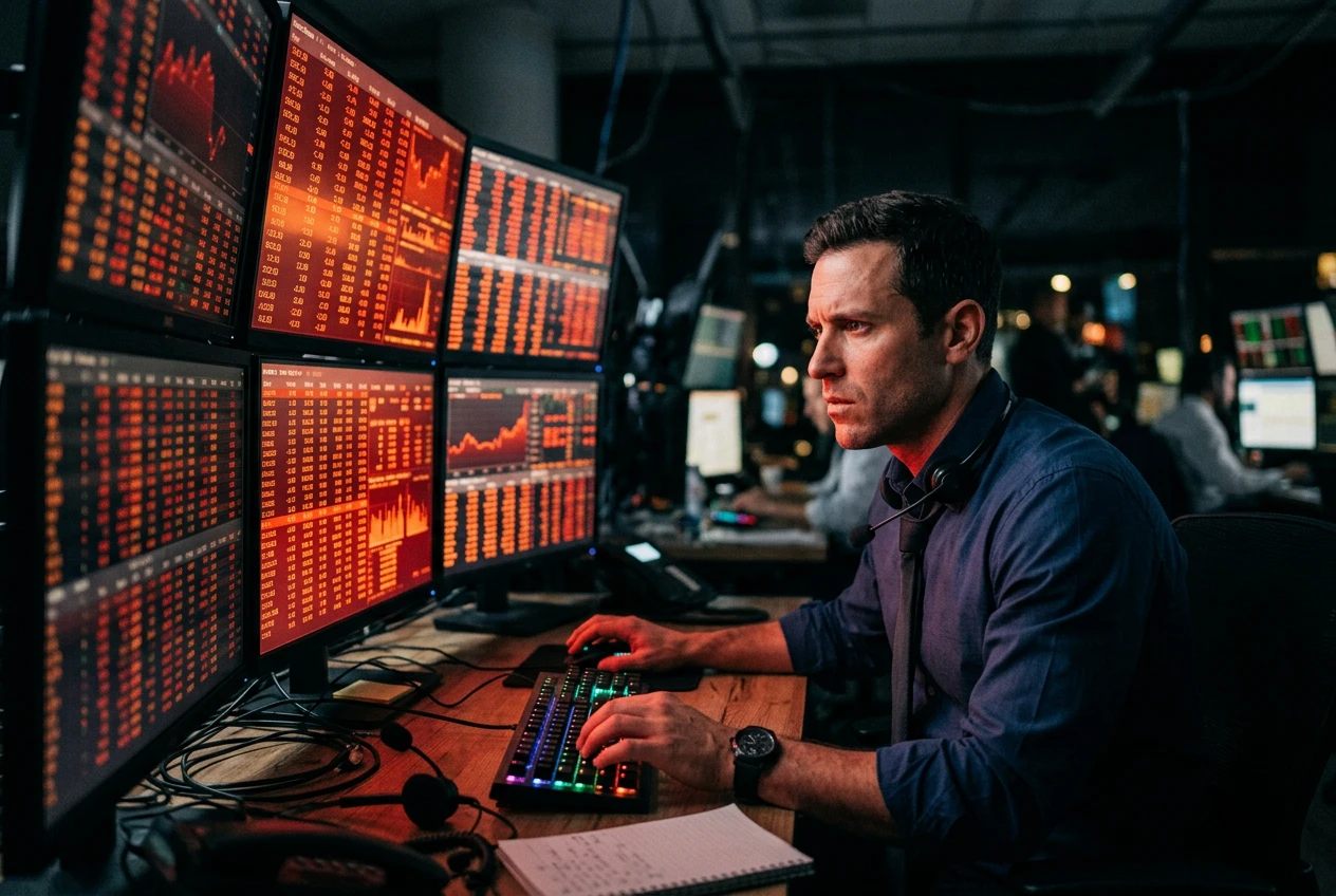 Wall Street futures trader watching CPI inflation data