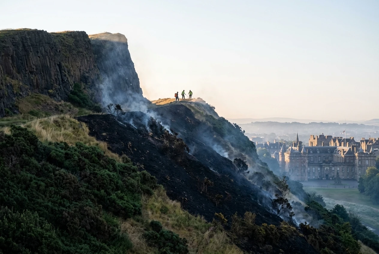 Arthur's Seat wildfire Edinburgh Holyrood Park third fire in a year