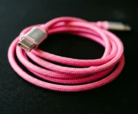 Beats Power Pink woven USB-C charging cable in pink