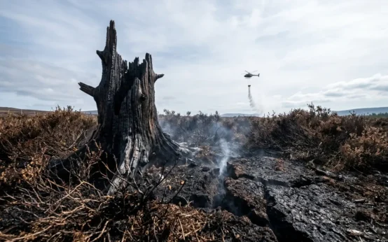 Cairngorms wildfire blackened peat and pine recovery Scotland