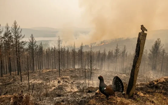 Cairngorms wildfire threatens capercaillie habitat at Loch Garten reserve