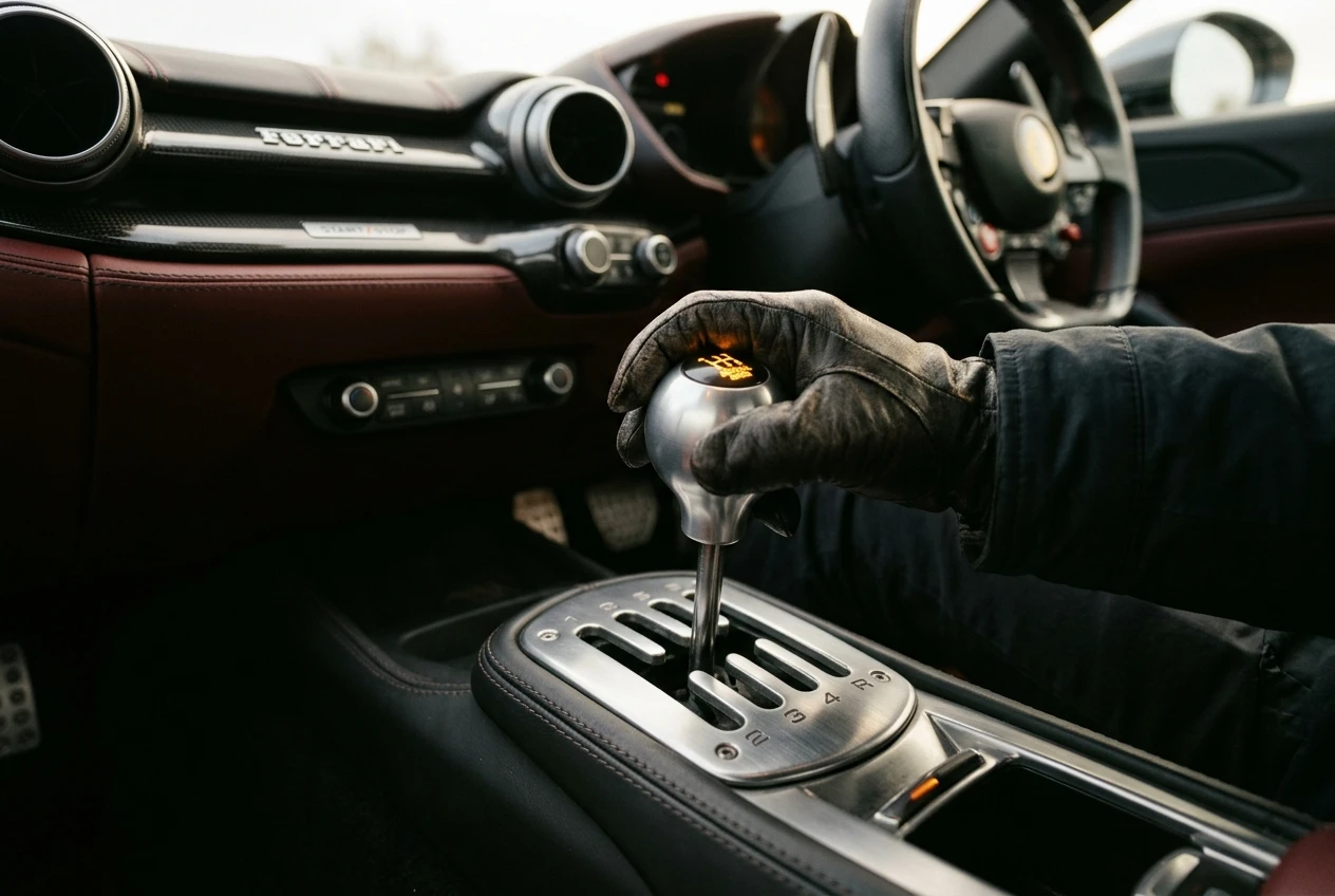 Ferrari 12Cilindri Manuale gated six-speed shifter interior