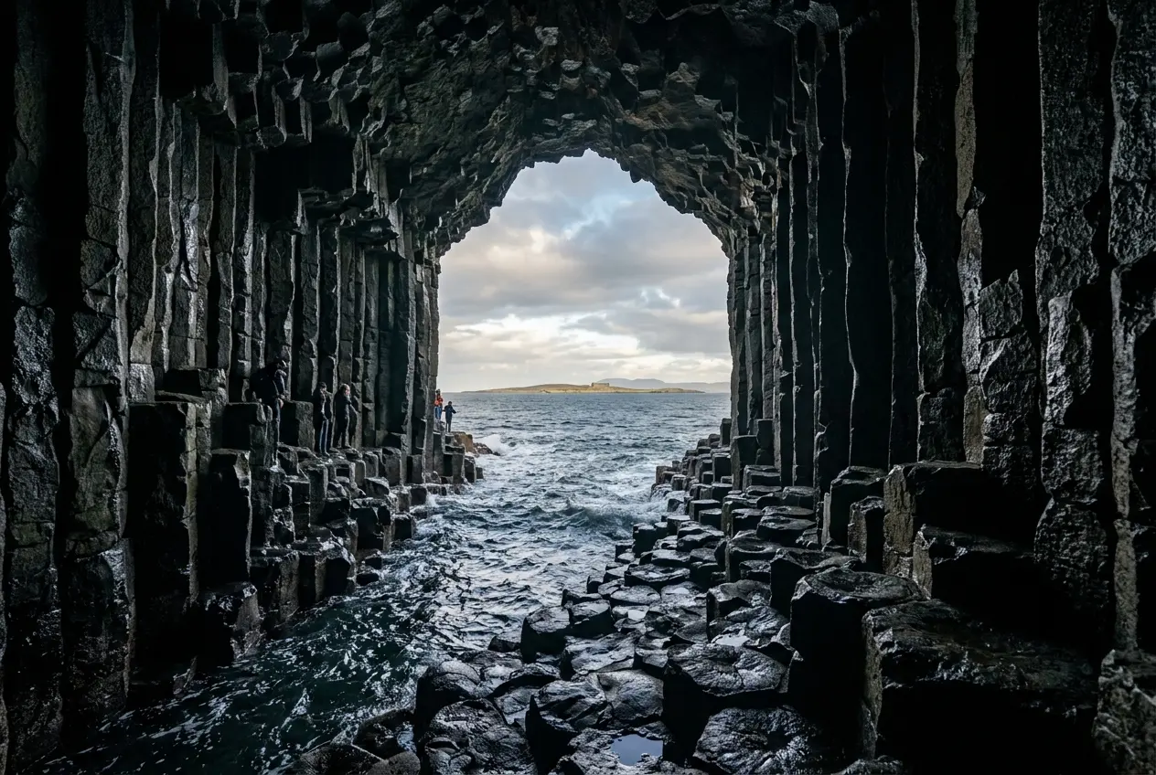 Fingal's Cave basalt columns acoustic chamber