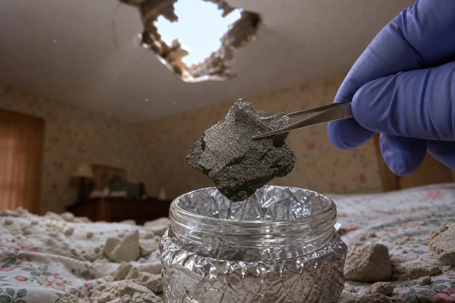 Hillsborough meteorite fragment preserved by New Jersey homeowner in glass jar