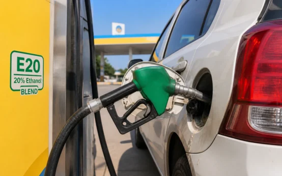 Indian motorists E20 ethanol fuel mileage penalty cost pump