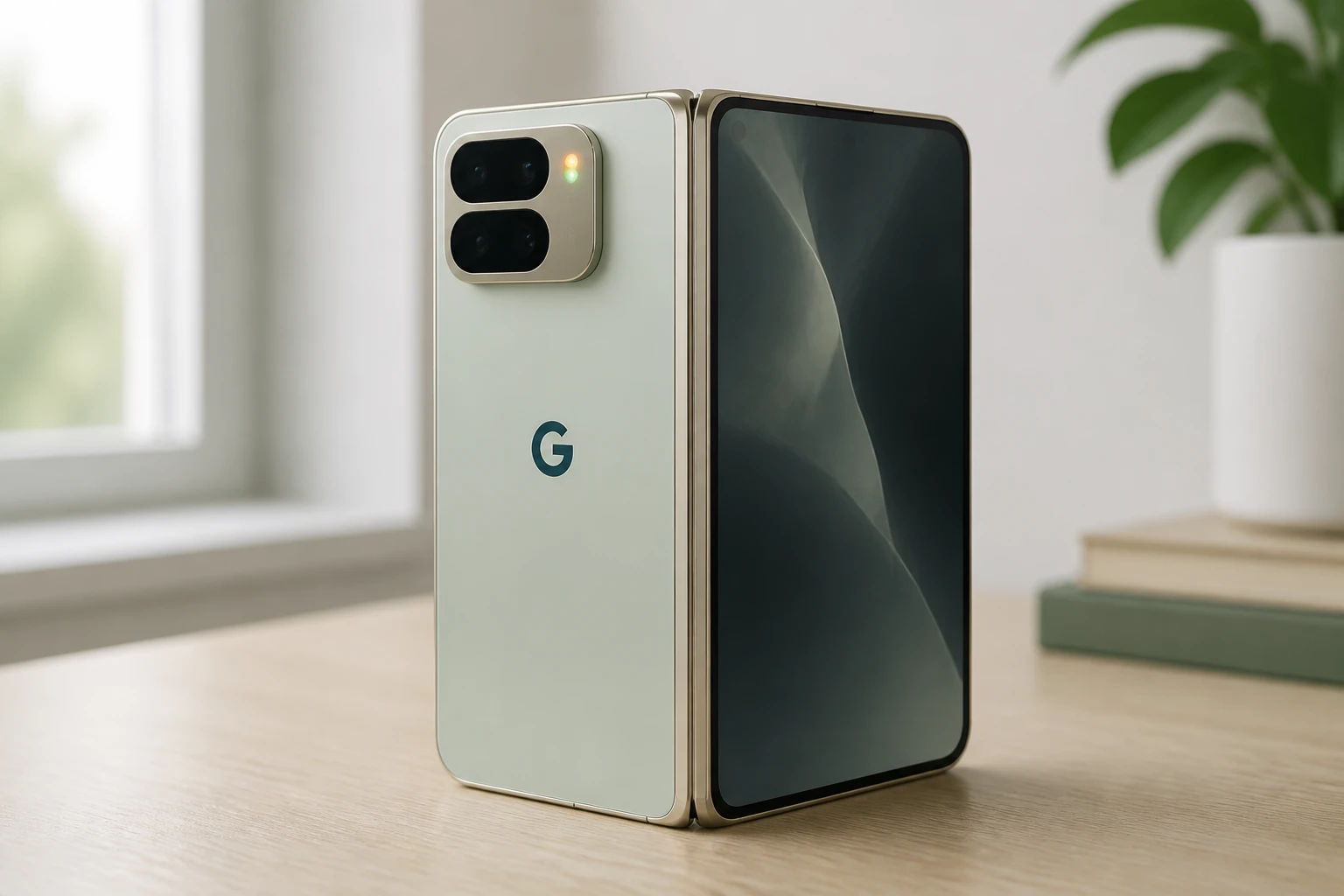 Pixel 11 Pro Fold Pine green leaked render Glow LED