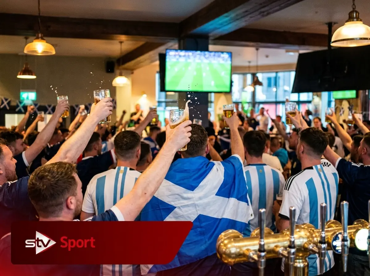 Scotland fans Glasgow pub celebrate Argentina beating England World Cup