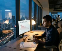 TCS Q1FY27 results preview at a Mumbai financial analyst's desk