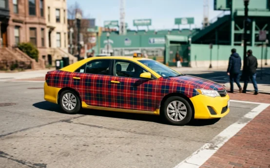 VisitScotland tartan taxi campaign promotes Scotland tourism in Boston
