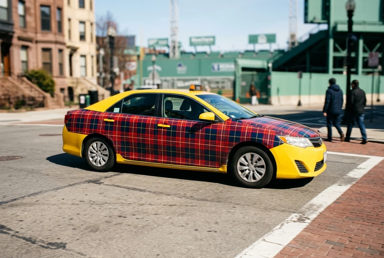 VisitScotland tartan taxi campaign promotes Scotland tourism in Boston