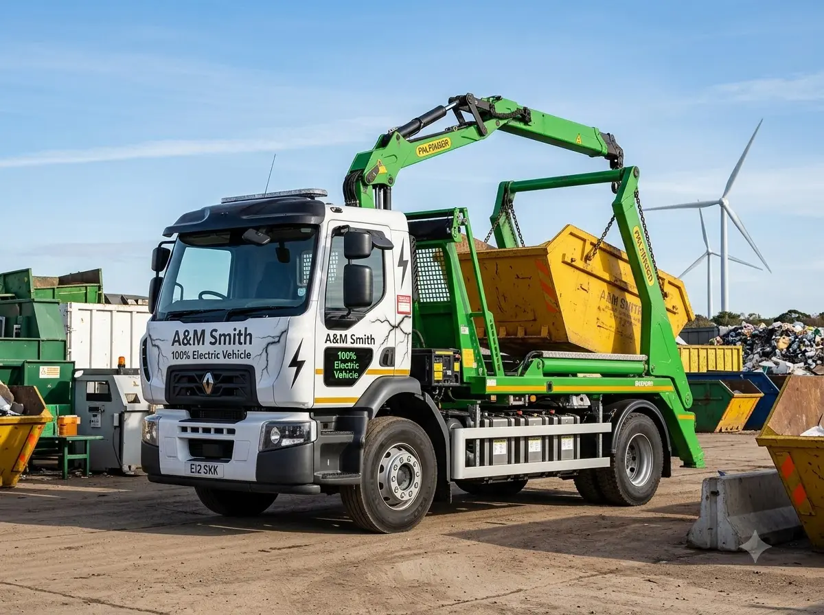 A&M Smith Scotland first electric Renault skip loader Aberdeen