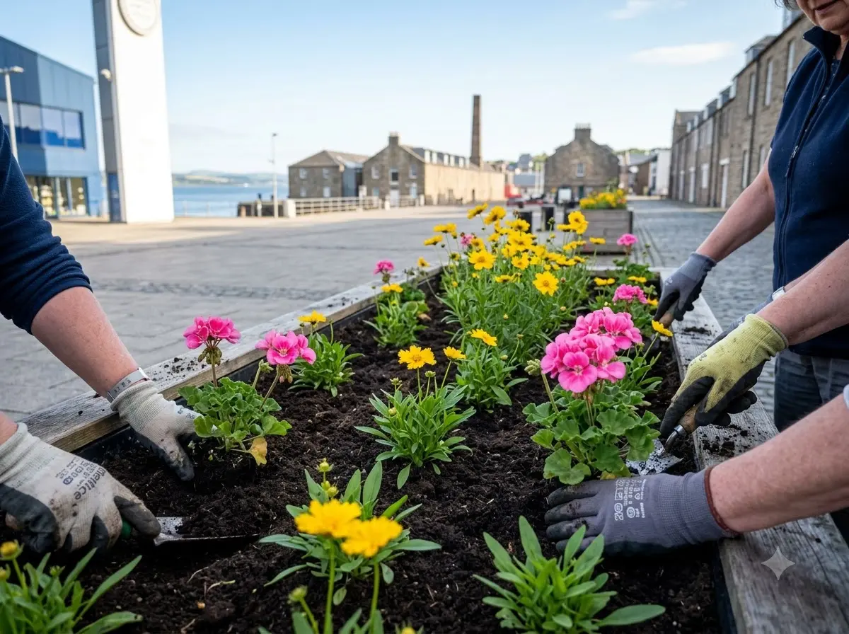 Bonnie Dundee Beautiful Scotland judges tour volunteer planters