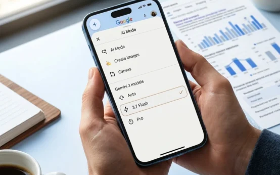 Gemini 3.7 Flash selectable in Google AI Mode Search menu