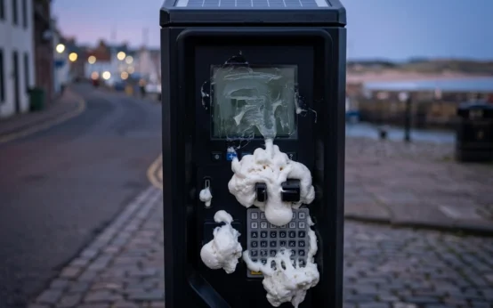 North Berwick parking meter vandalized with expanding foam glue
