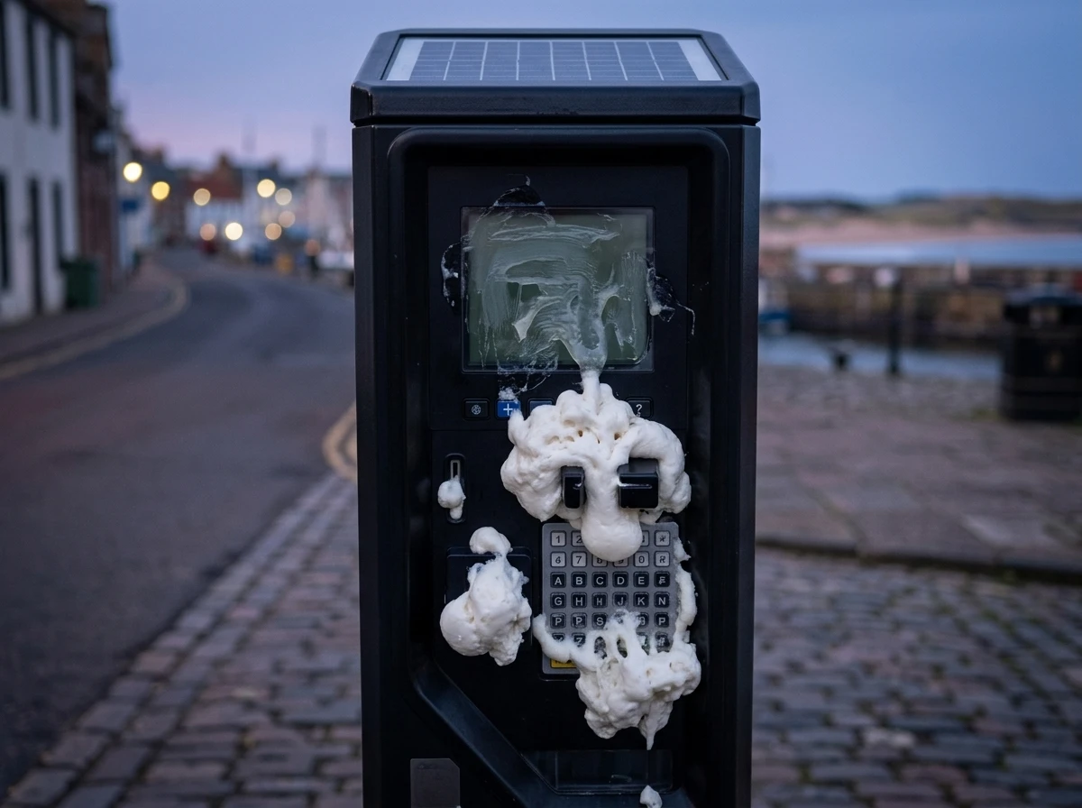 North Berwick parking meter vandalized with expanding foam glue