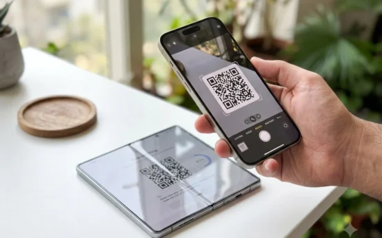Samsung Smart Switch QR code iPhone to Galaxy Z Fold8 transfer