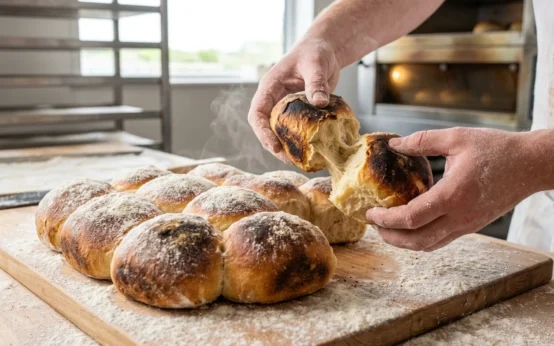 Scottish morning rolls well-fired Unesco campaign bakery stack