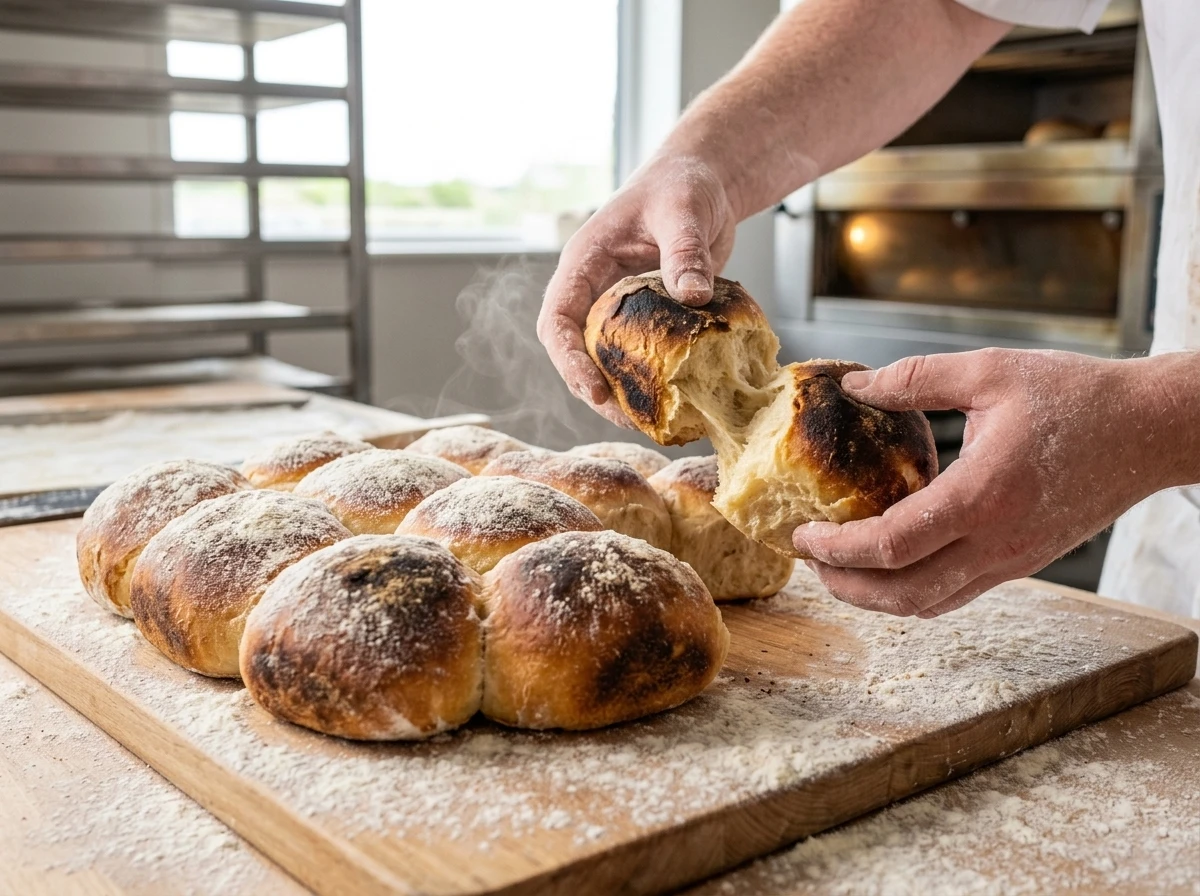 Scottish morning rolls well-fired Unesco campaign bakery stack