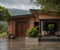 Akshay Oberoi Karjat farmhouse open courtyard brick home